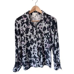 Anthropologie Cloth & Stone Lavender Animal Print Ecovero Blouse Size XS